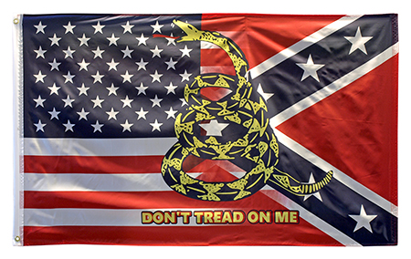 3' x 5' USA, Confederate, and Gasden Blended Flag - Yellow Snake