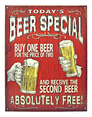 Today's Beer Special - Tin Sign